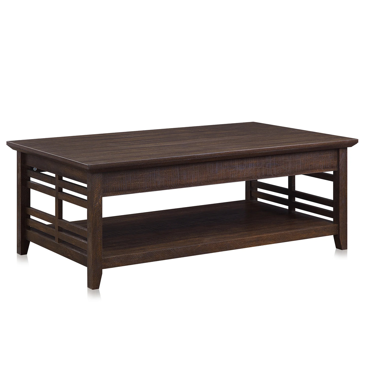 Espresso Wood Coffee Table with Storage Shelf H5400