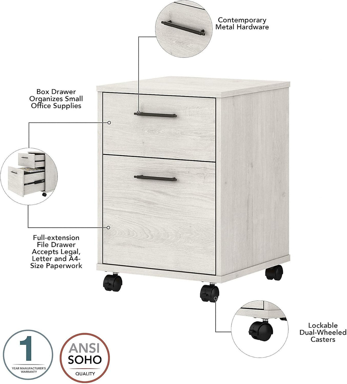 2 Drawer Mobile File Cabinet O3515