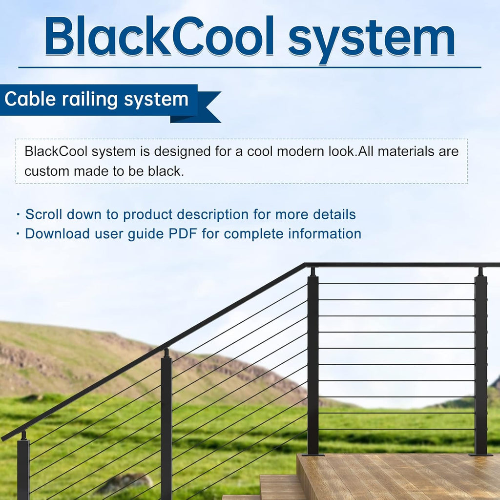 Black Invisible Cable Railing Kit 1/8 T316 Stainless Steel C6790