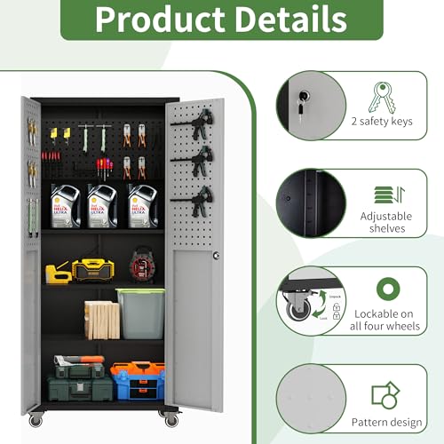 Metal Garage Storage Cabinet with Wheels B4136