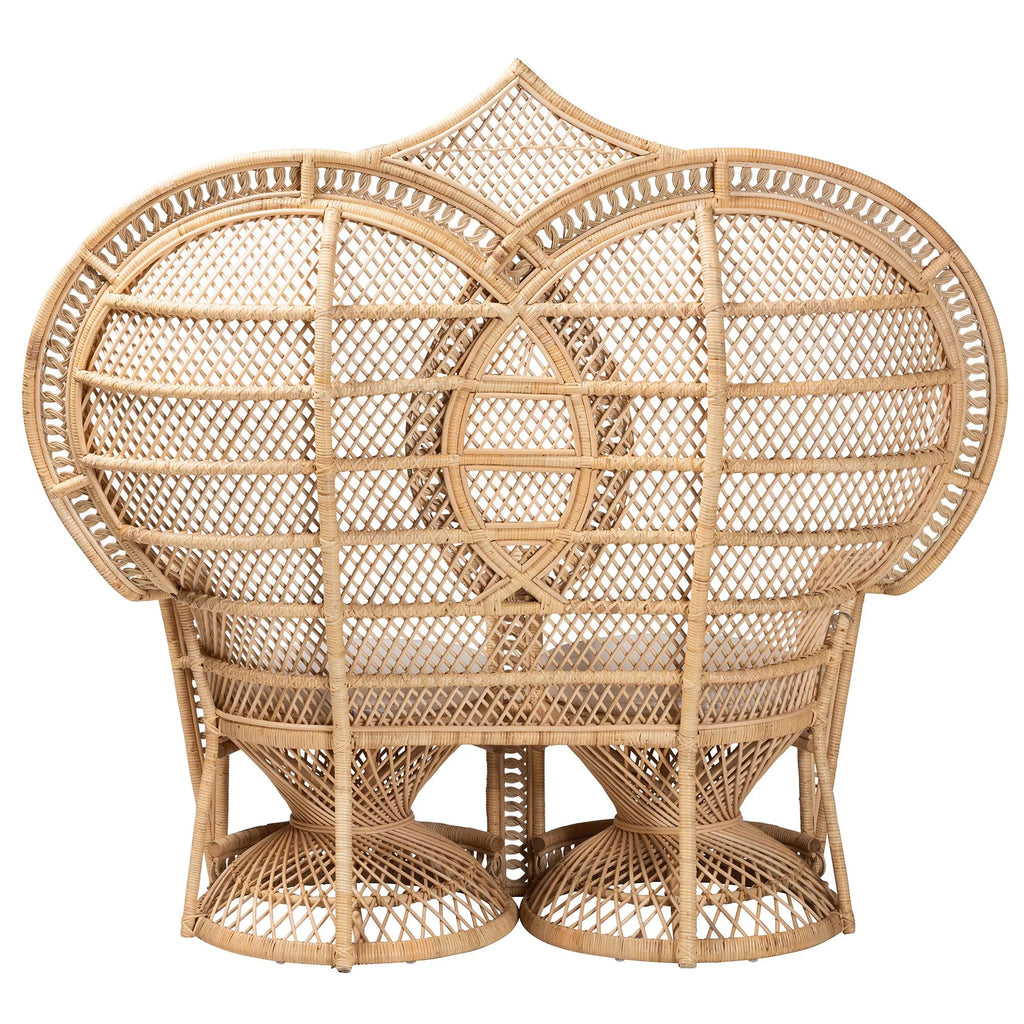 Natural Brown Rattan Two-Seater Chair N613
