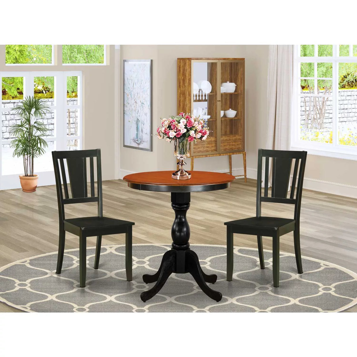3-Piece Mid Century Modern Dining Set with Wood Table and 2 Chairs M33125