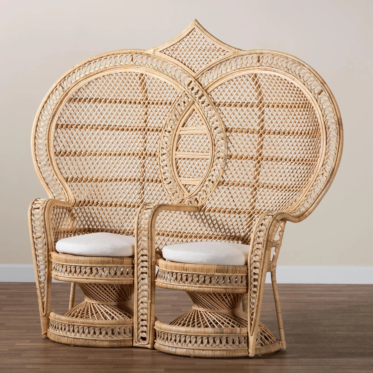 Natural Brown Rattan Two-Seater Chair N613