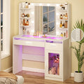 White Vanity Desk with Mirror and Lights J6379