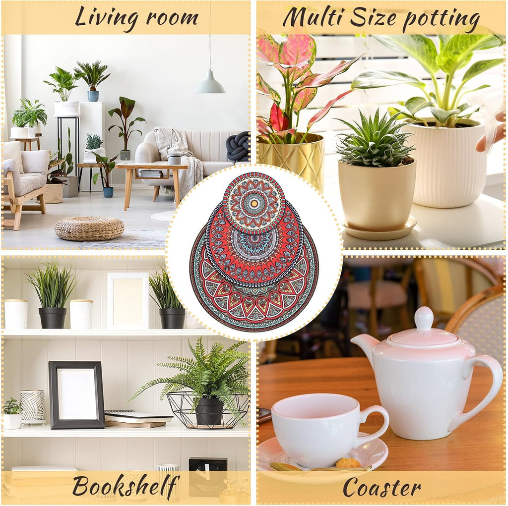6 Pcs Absorbent Non Slip Round Plant Pot Mat X932571