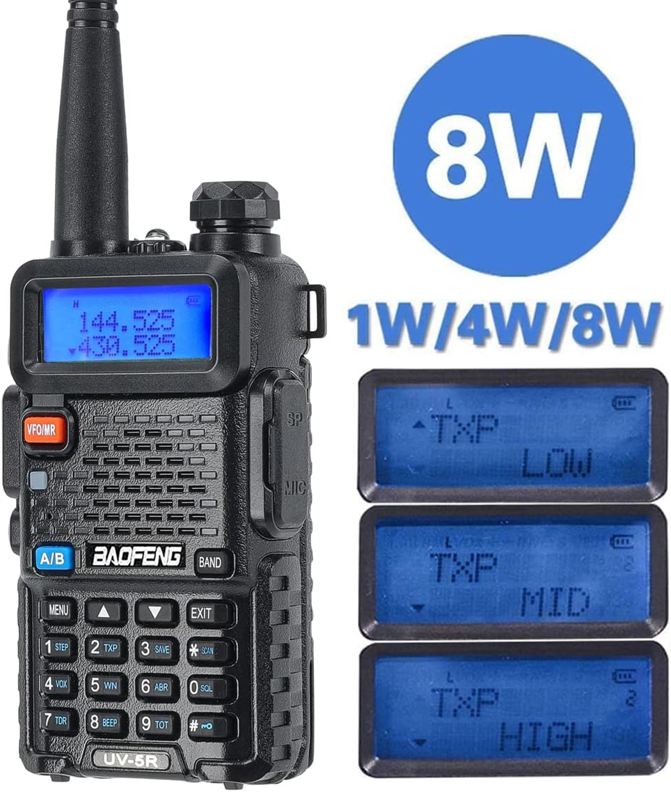 8W Dual Band VHF/UHF Two Way Radio Walkie Talkie with 3800mAh Battery B9052