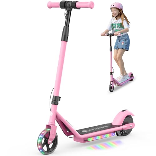 Electric Scooter with Adjustable Speed and Height, Colorful Lights, Double Brake O25213