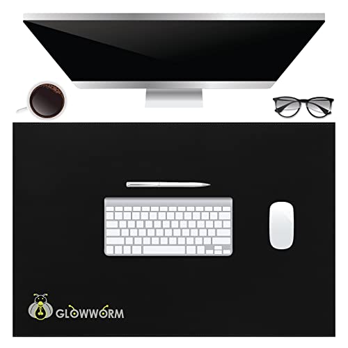 Black Non-Slip Waterproof Pu Leather Desk Pad 23.6in*15.7in S32615