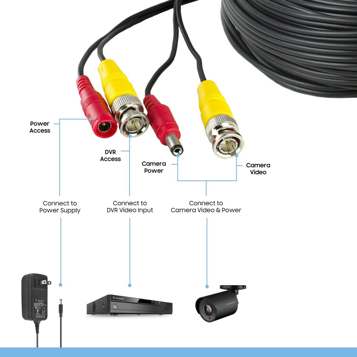 100 Feet Pre-Made Siamese BNC CCTV Security Camera Cable with Two Female Connectors G1679