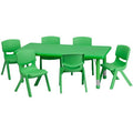 Green Plastic Height Adjustable Rectangular Activity Table with 6 Chairs T2132