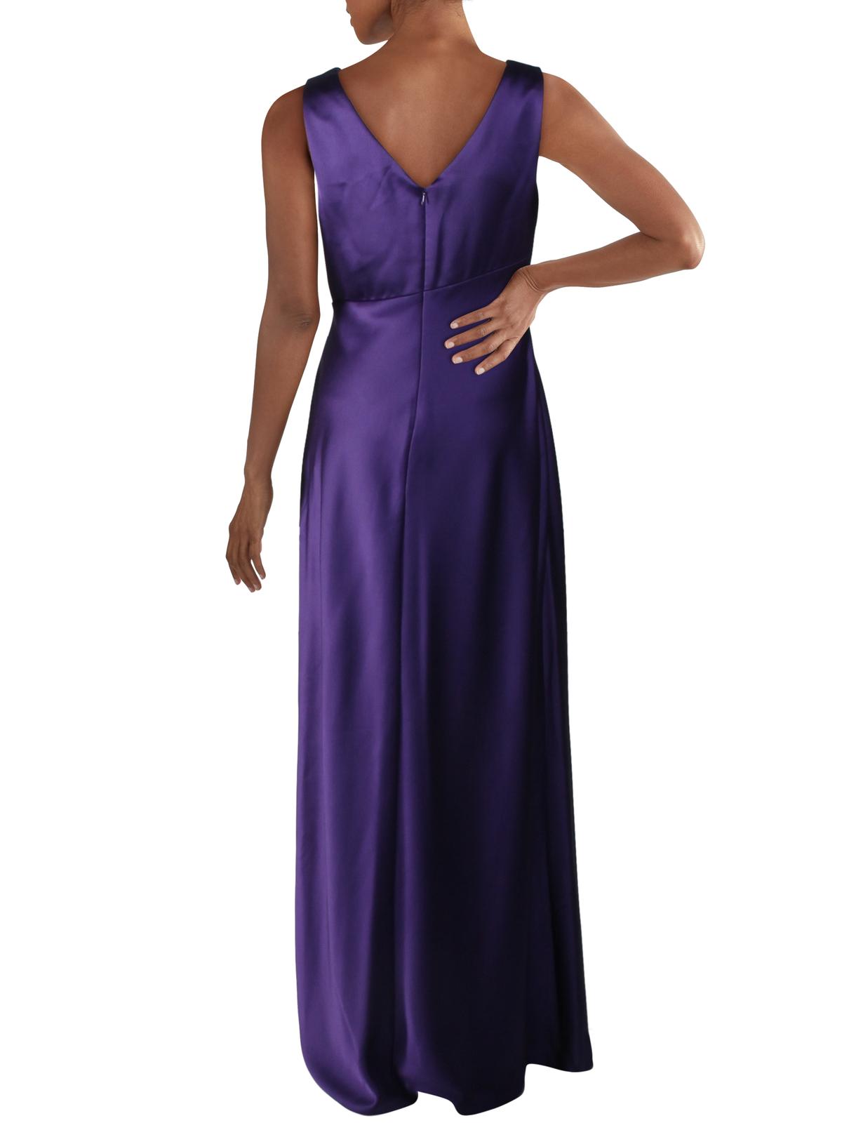 Purple Sleeveless Faux Wrap Formal Dress I5308