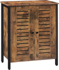 Rustic Brown Bathroom Cabinet with 2 Adjustable Shelves and Louver Doors R94024