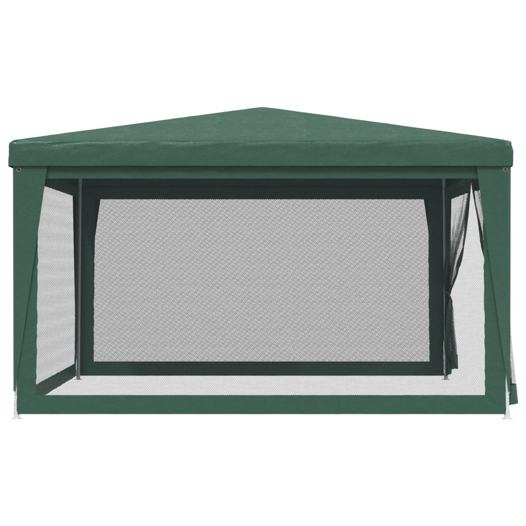 Green 13.1'x13.1' HDPE Party Tent with 4 Mesh Sidewalls E29566