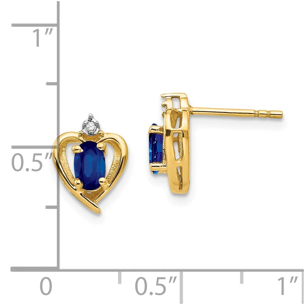 14k Sapphire and Diamond Heart Earrings R89915