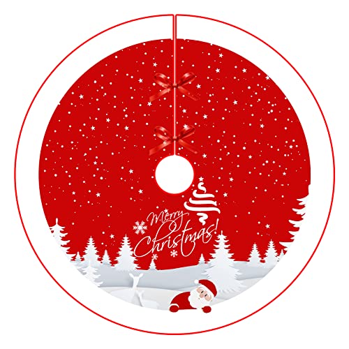 Red 48 inches Plush Christmas Tree Skirt Y21274
