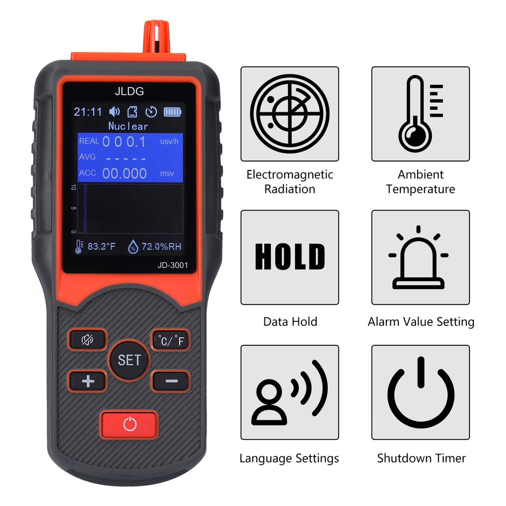 Multifunctional Geiger Counter and Electromagnetic Radiation Detector with Temperature and Humidity Measurement Q8000