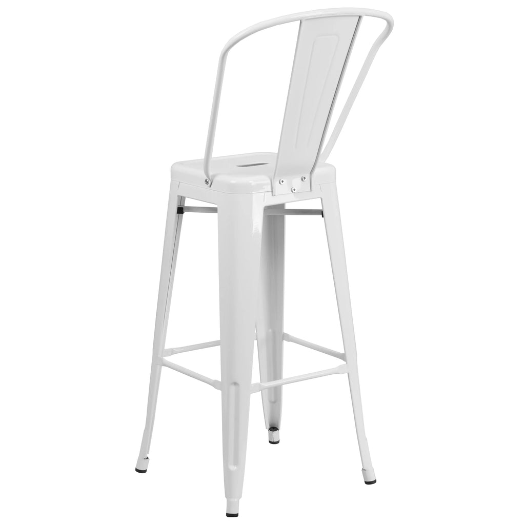 White Metal Barstool 2 Stools X57403