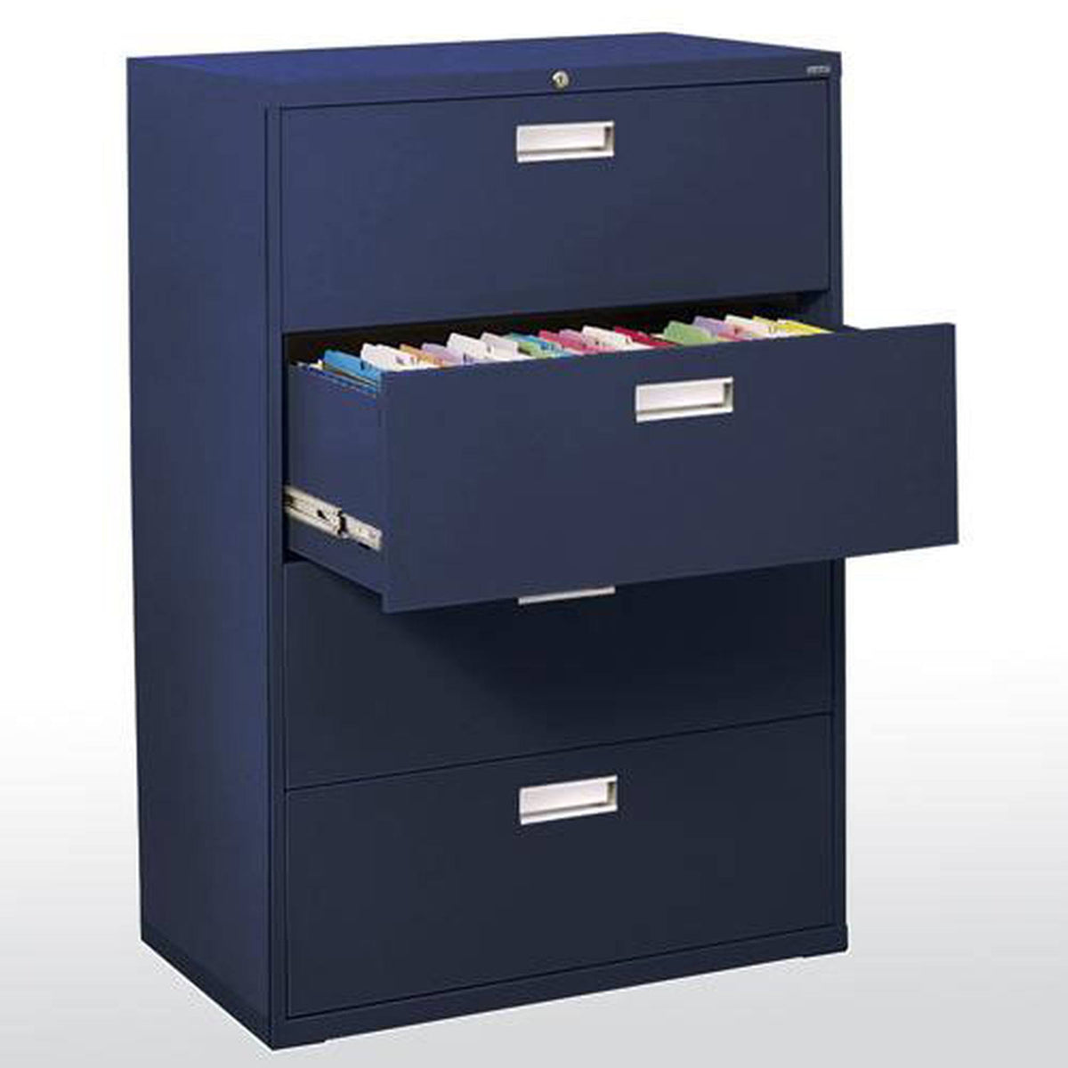 4 Drawer Lateral File Cabinet, Navy Blue L7104