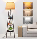 Black Tripod Floor Lamp with Shelves O78510