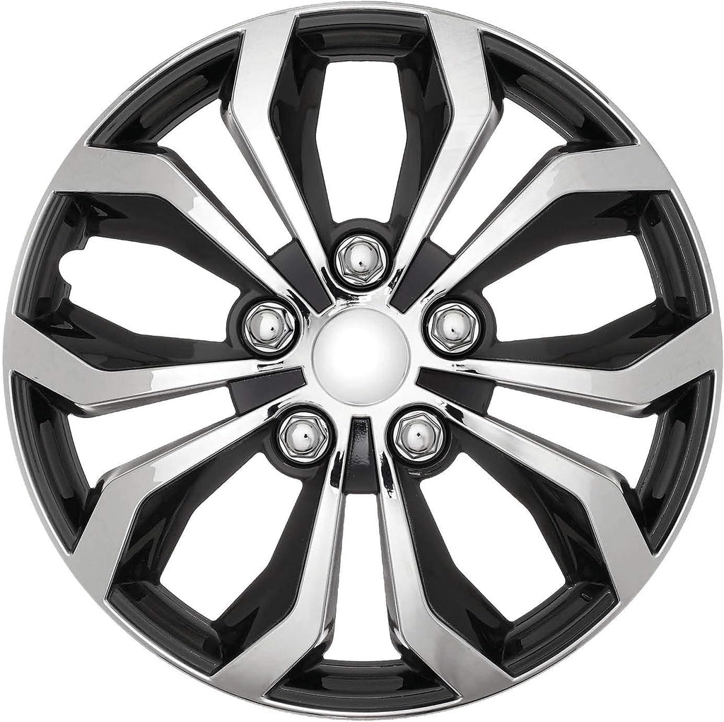 Set of 4 Chrome and Black ABS Hubcaps M7132