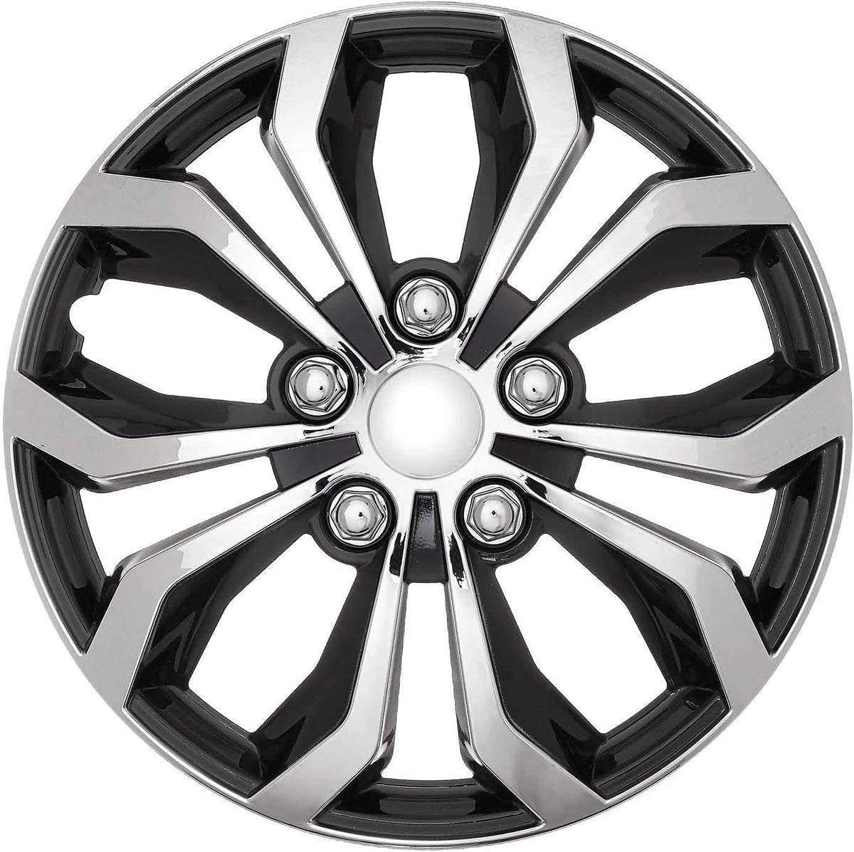 Set of 4 Chrome and Black ABS Hubcaps M7132