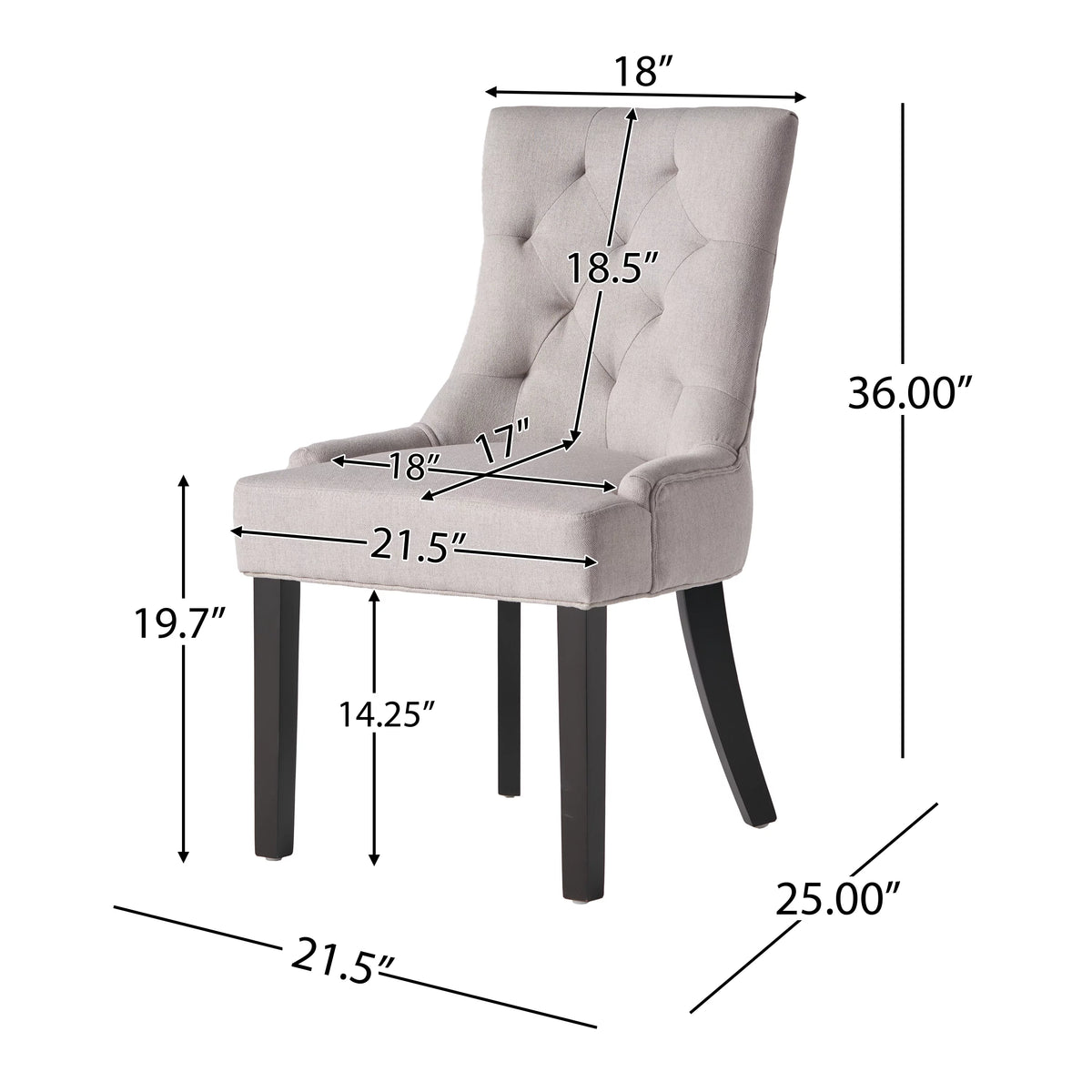 Light Grey Fabric Dining Chair Set of 2 N705383