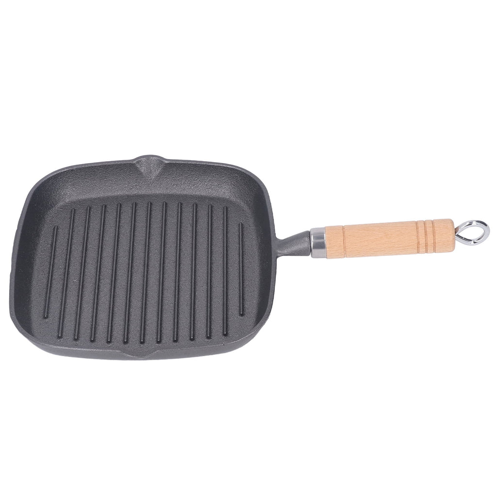 Cast Iron Grill Pan with Wooden Handle W984