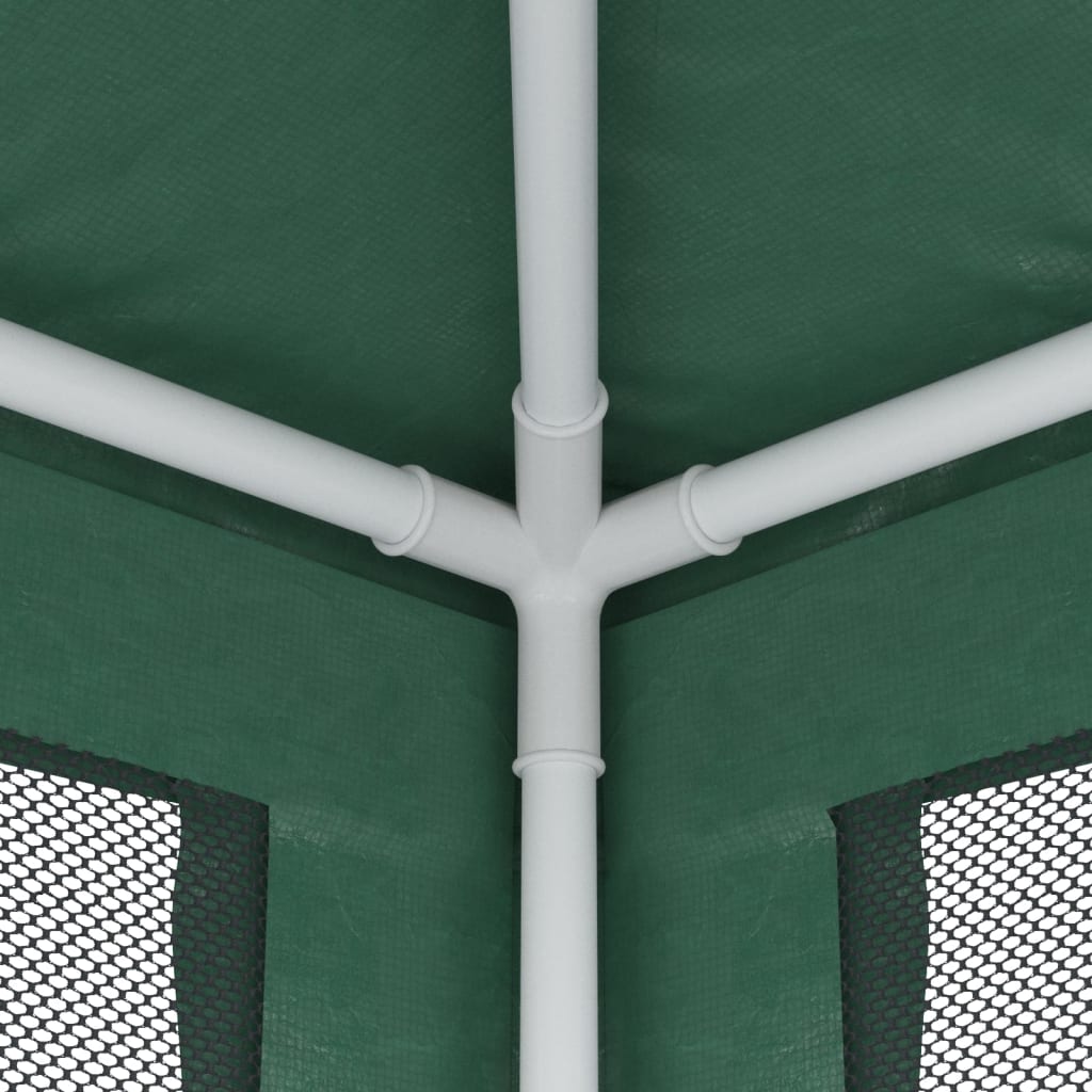 Green 13.1'x13.1' HDPE Party Tent with 4 Mesh Sidewalls E29566