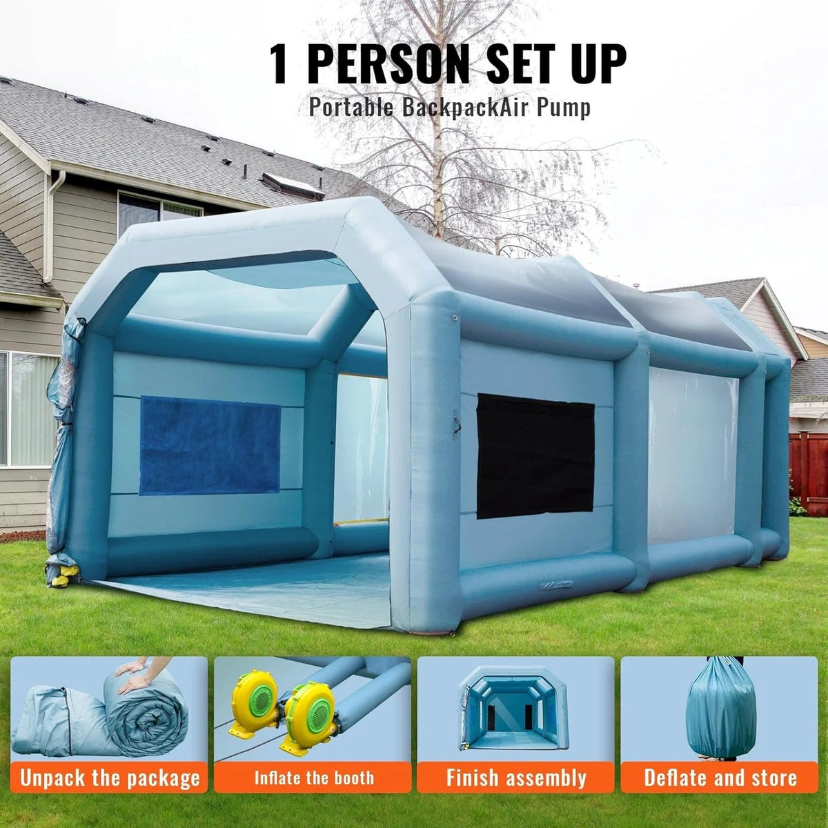 20x10x8ft Inflatable Spray Booth with Blowers Air Filter System U2112