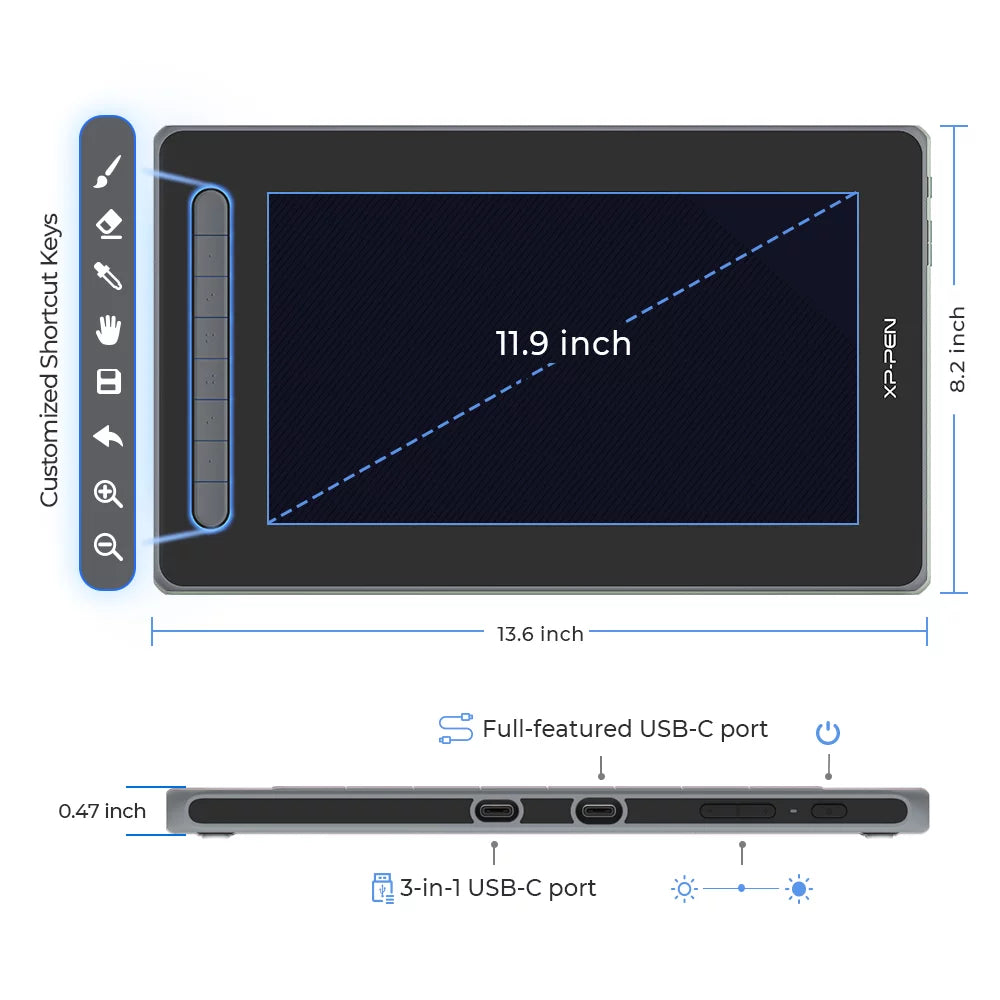 Pink 11.9in Graphics Display Digital Tablet N34869