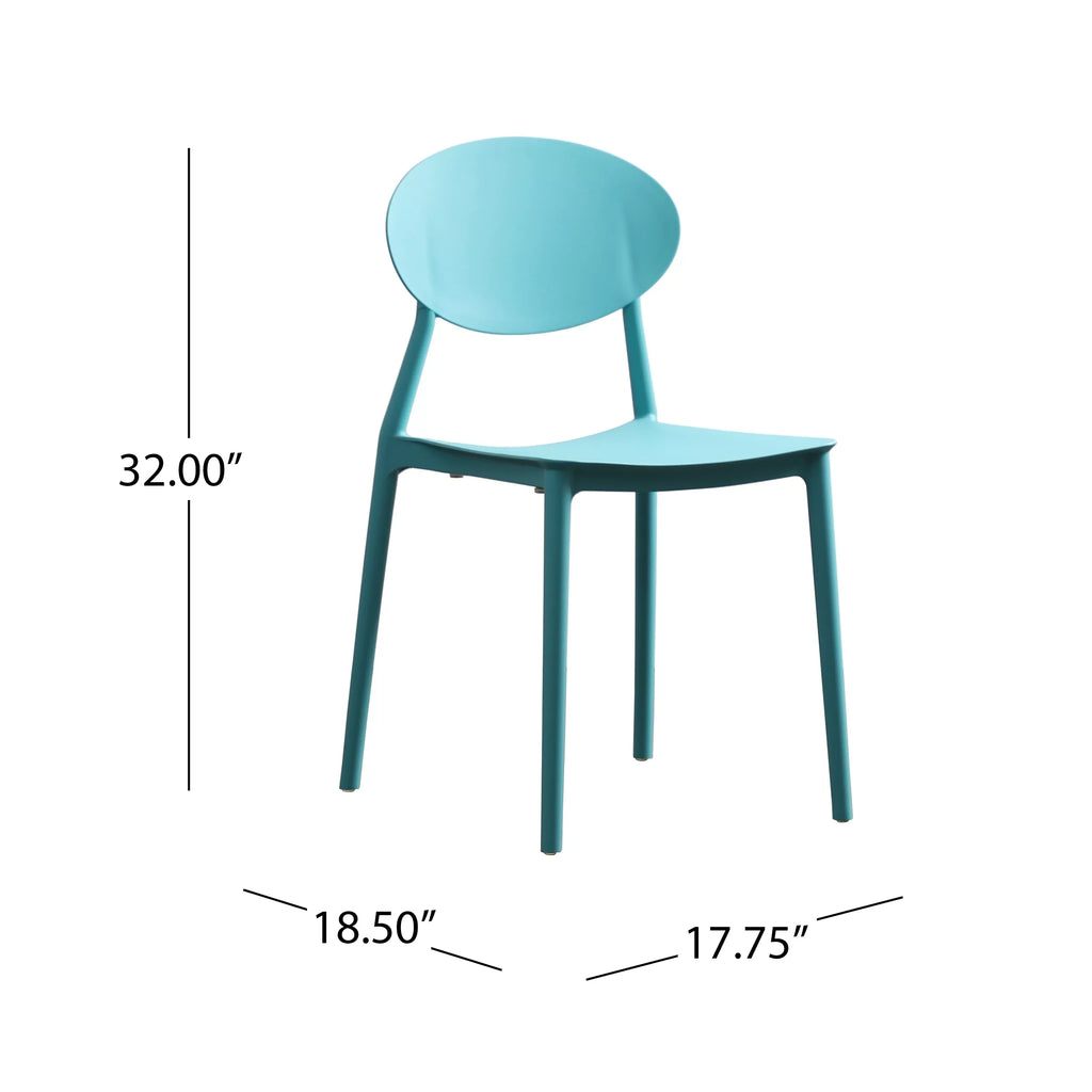 Teal Plastic Stacking Dining Chairs Set of 4 D628230