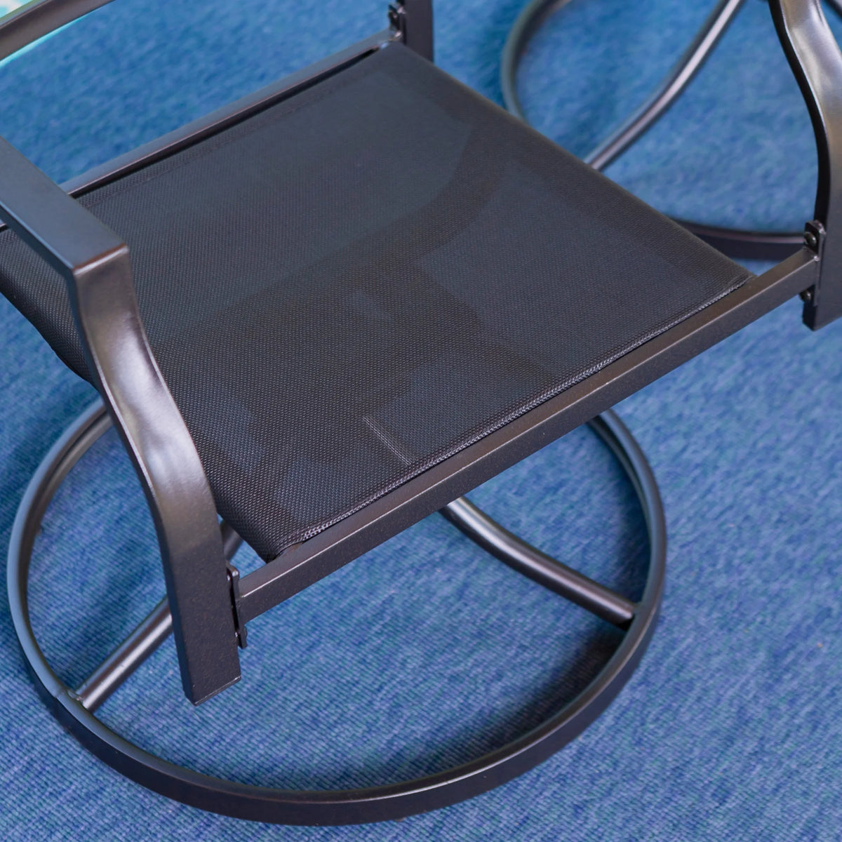 Set of 2 Outdoor Swivel Dining Chairs, Steel Frame with Cushion, Black&Beige G58180