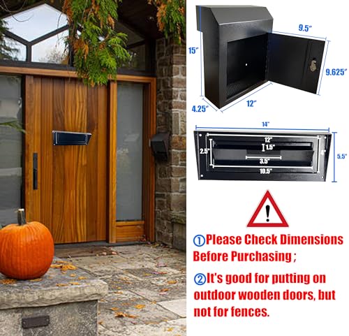 Black Galvanized Steel Locking Mailbox Door Drop Box N5038