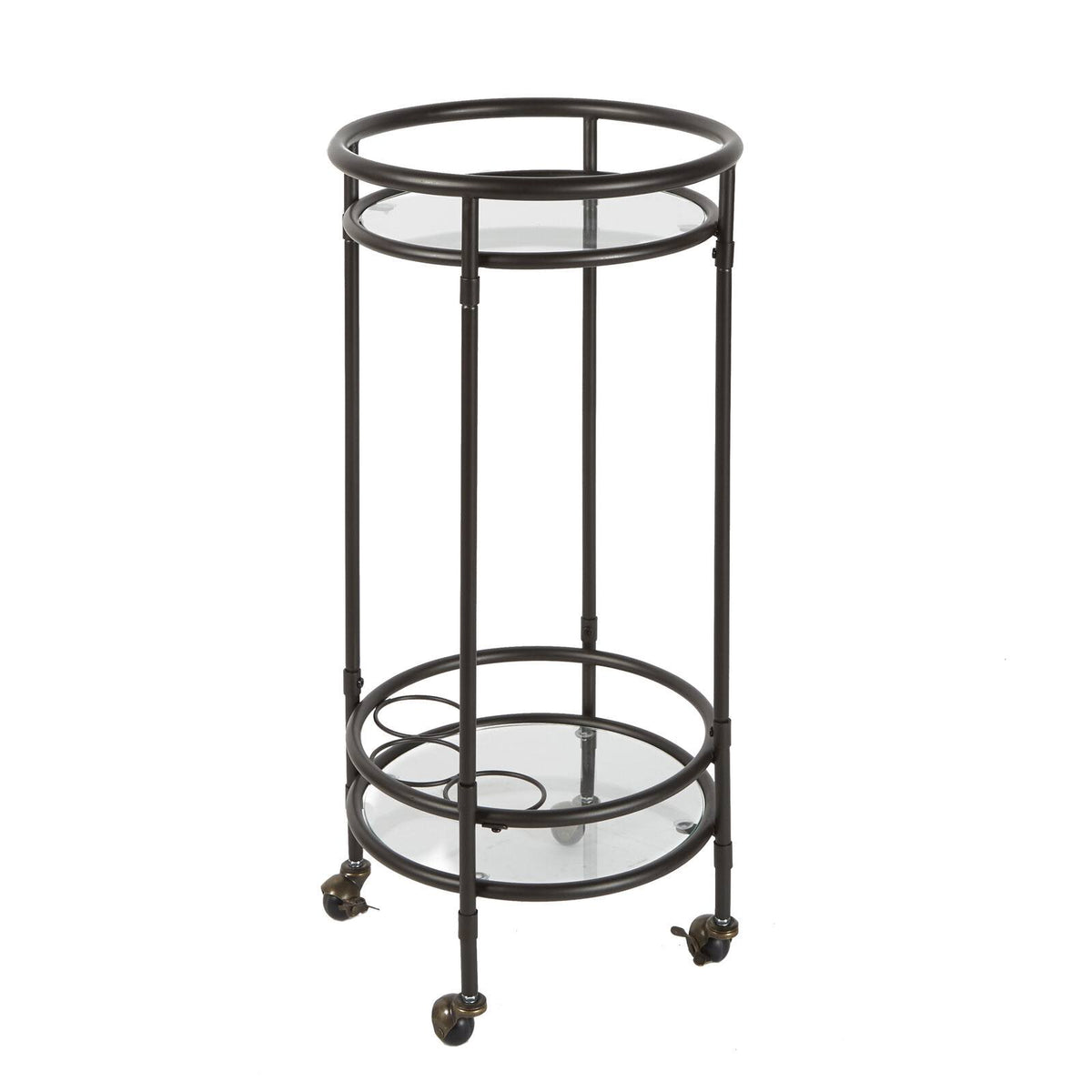 Black Rolling Barcart with Glass Shelf L840419
