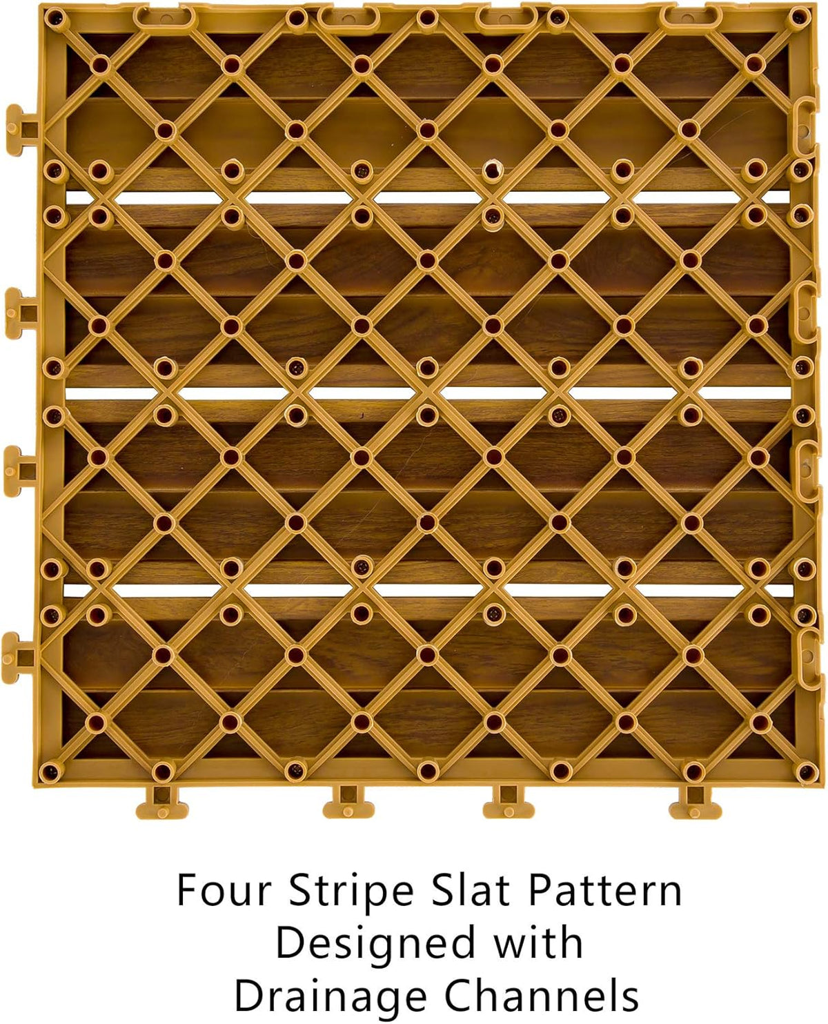 9PCS Aluminum Interlocking Deck Patio Tiles, 12” x 12” Wood Acacia J2064
