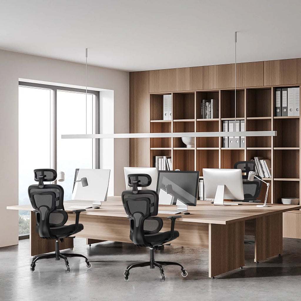 Black Ergonomic Mesh Office Chair with Lumbar Support and Wheels G495