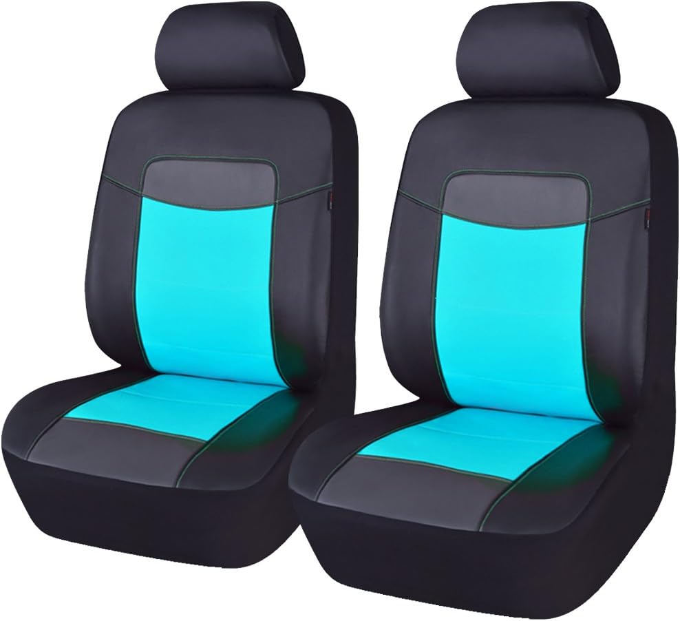 Black Leather Car Seat Covers Full Set Pack of 2 B446621
