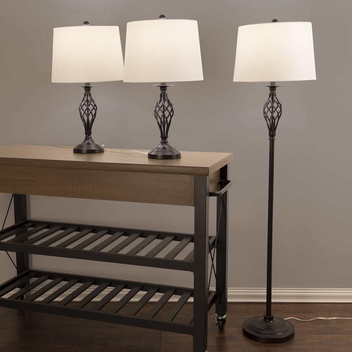 Table Lamps and Floor Lamp Set of 3 A5260