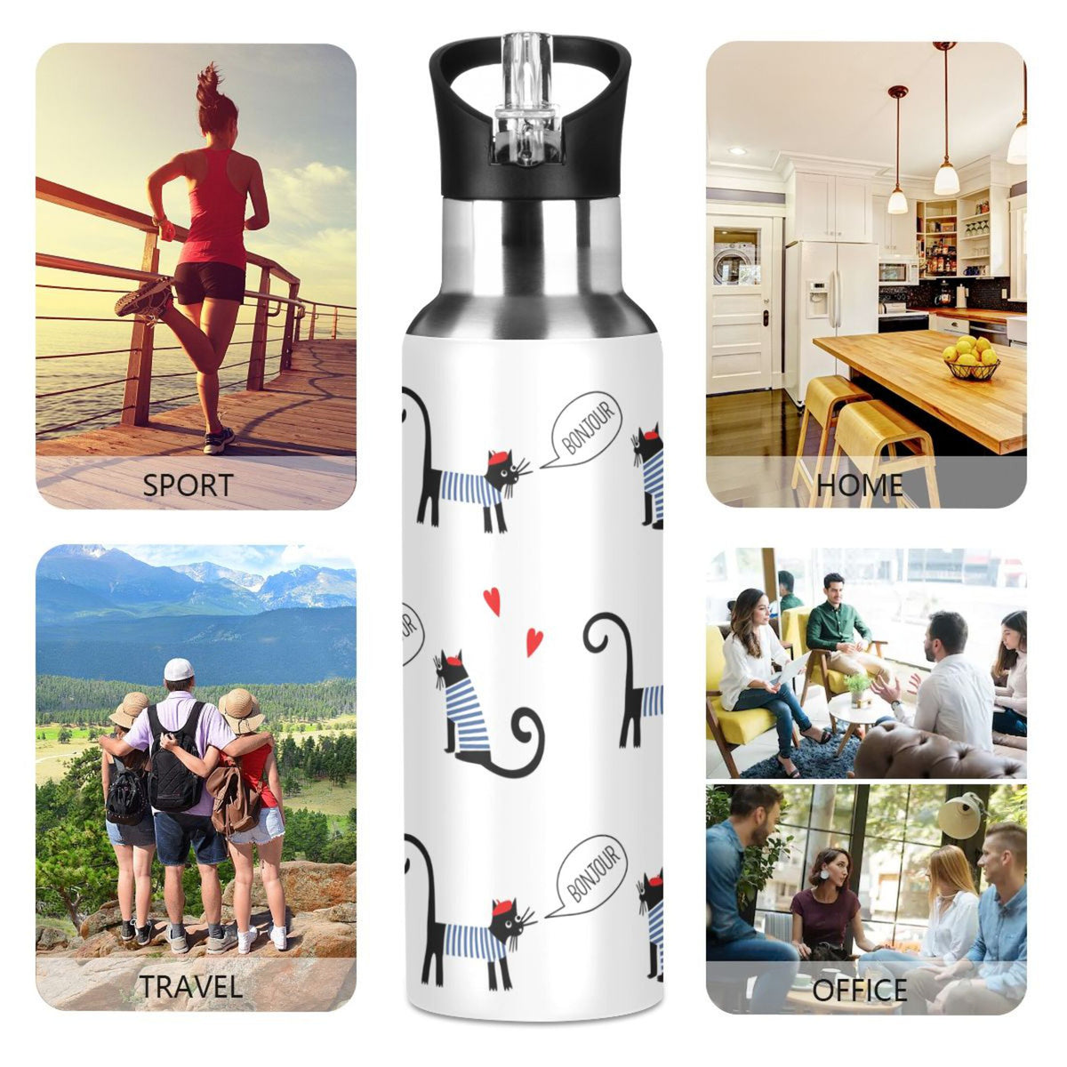 Stainless Steel Insulated Water Bottle with Straw Lid A776