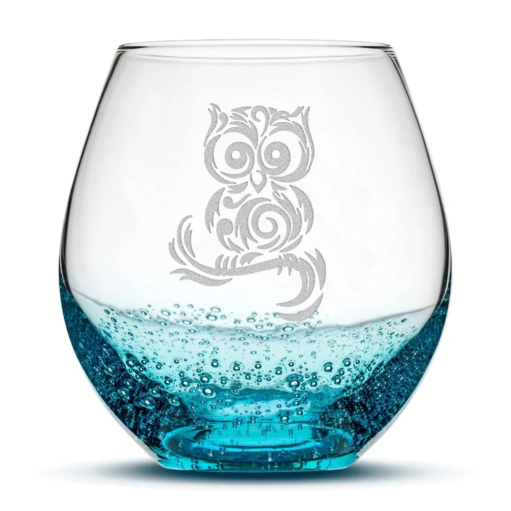 Handblown Hand Etched 18Oz Stemless Wine Glass V552347