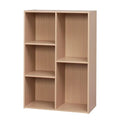 Light Brown 5-Compartment Wood Bookcase Storage Shelf E325