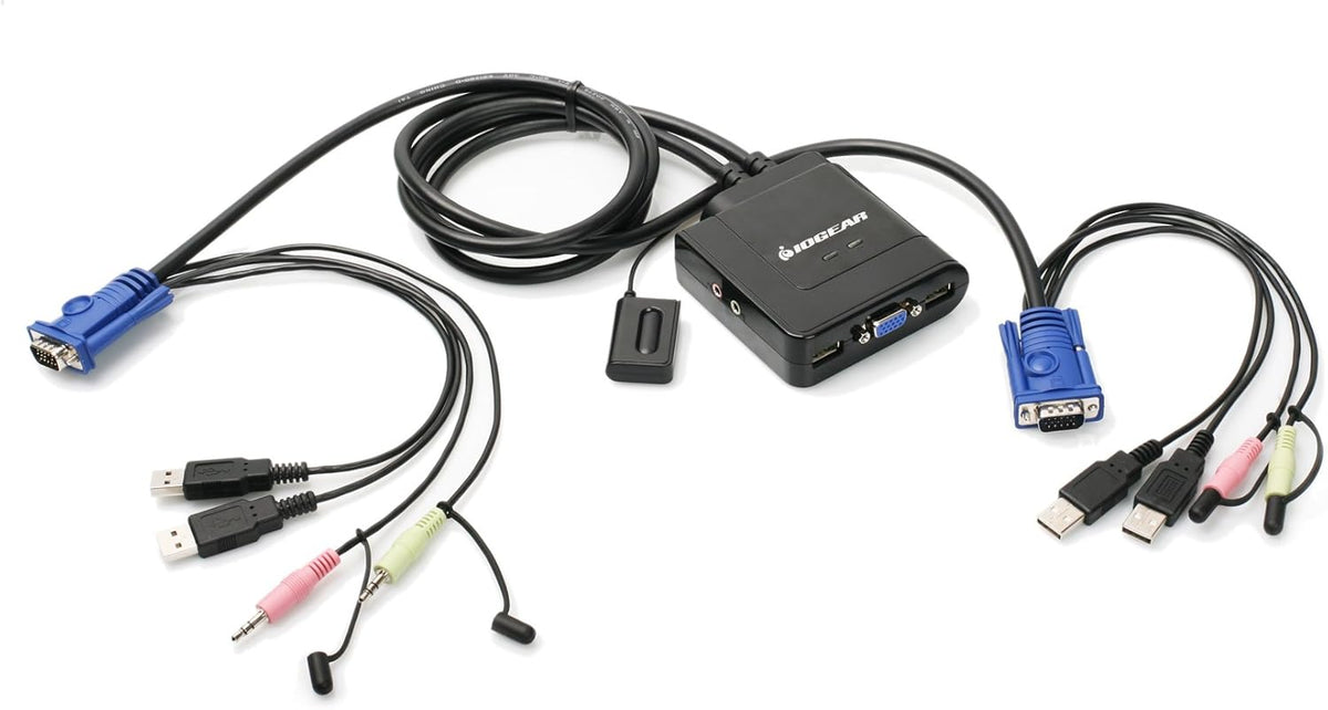 2-Port HDMI Cable KVM Switch with Cables and Audio, Black J3964