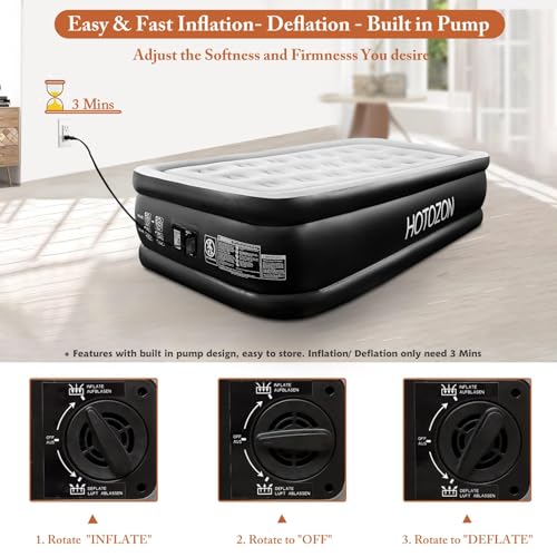 Twin Air Mattress with Built-in Pump, 18" Foldable Blue Air Bed E35970