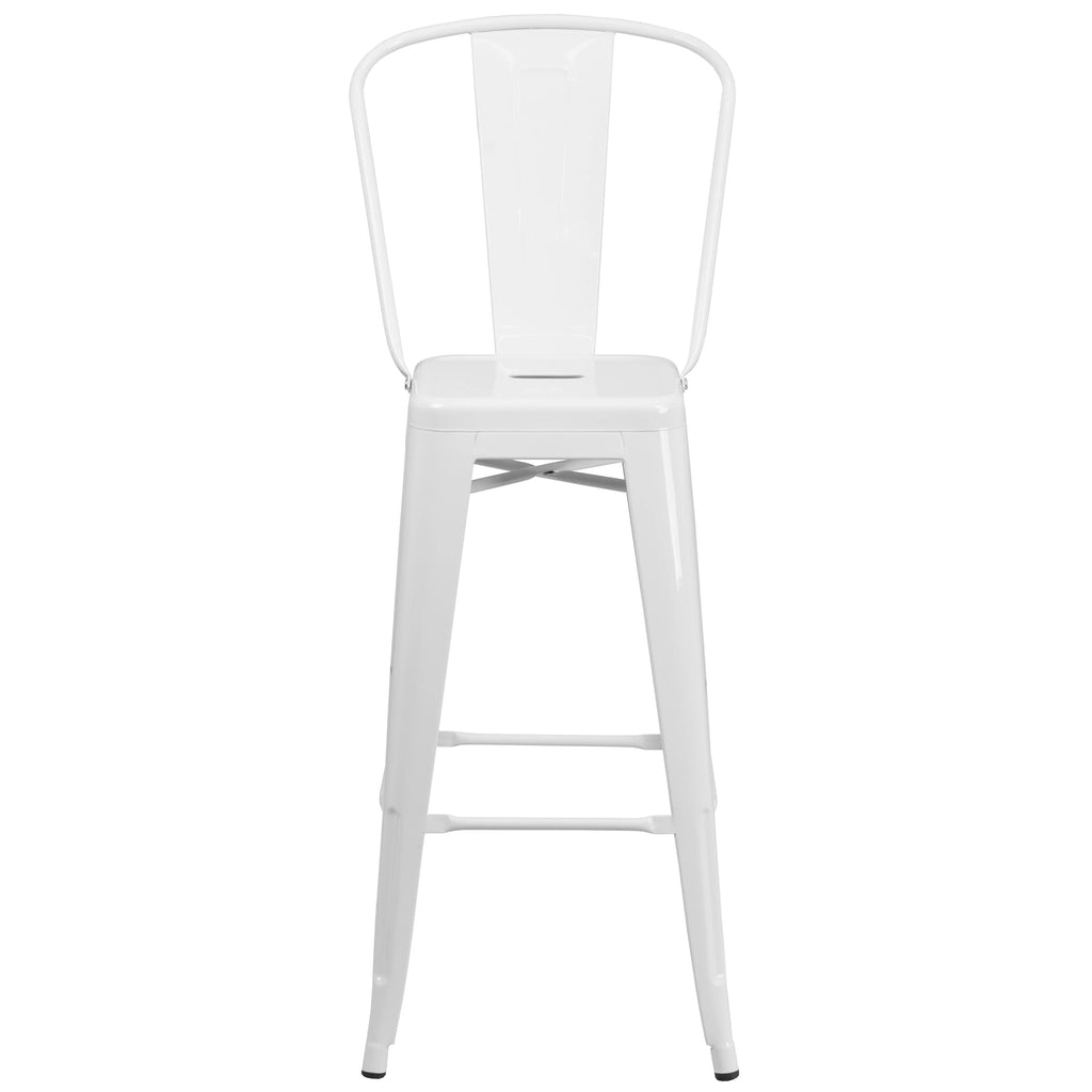 White Metal Barstool 2 Stools X57403