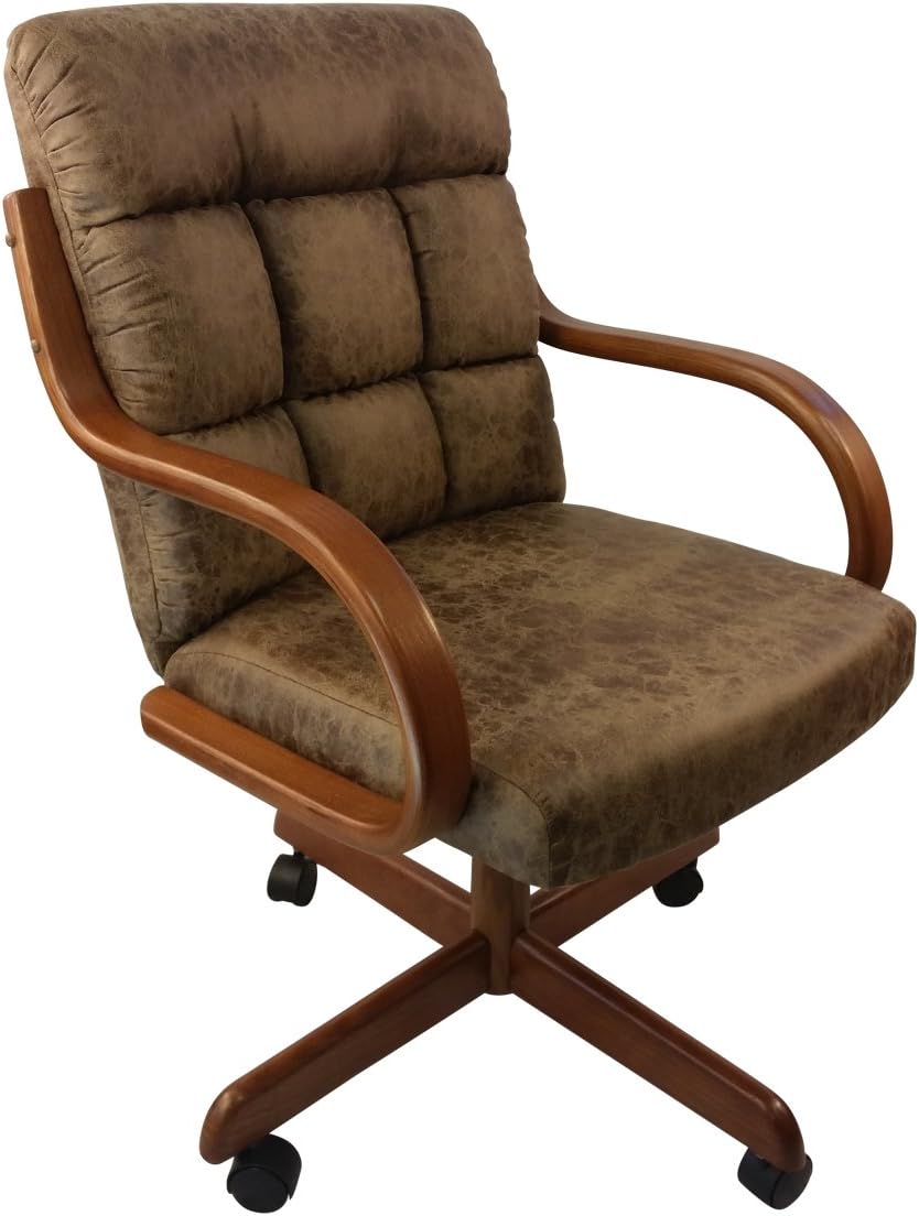 Rawhide Microsuede Swivel Tilt Caster Arm Chair H100366