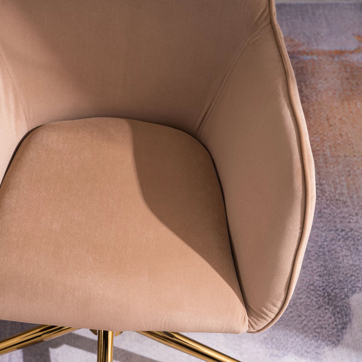 Velvet Adjustable Height Office Chair with Metal Legs and Wheels I5310