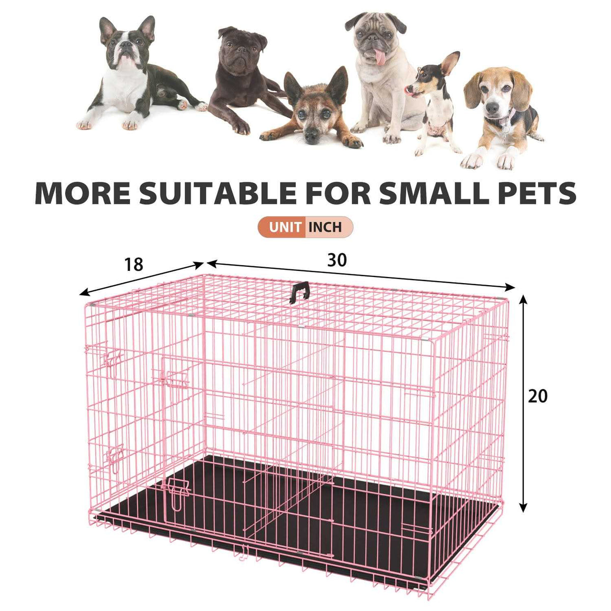 Large Foldable Double-Door Metal Wire Dog Crate L66842