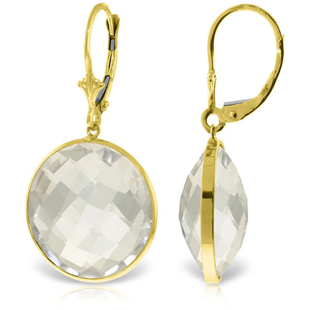 14K Yellow Gold Leverback Earrings with White Topaz S2506