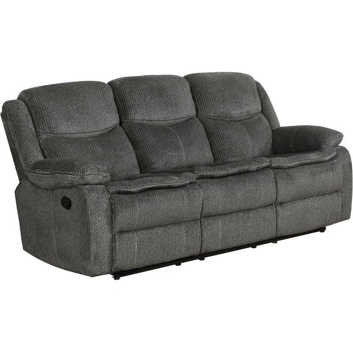 Charcoal Upholstered Motion Sofa with Drop-down Table Z248327