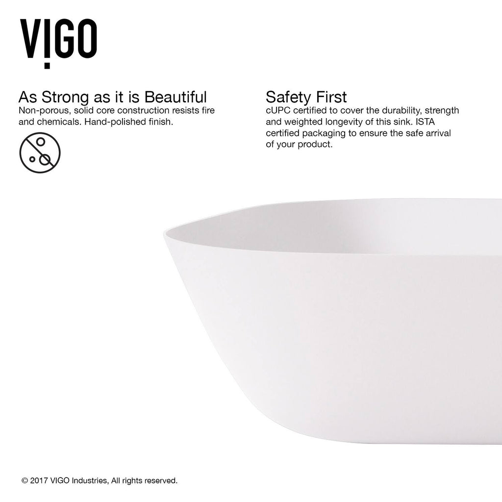 Matte Stone Vessel Bathroom Sink (White) Y578